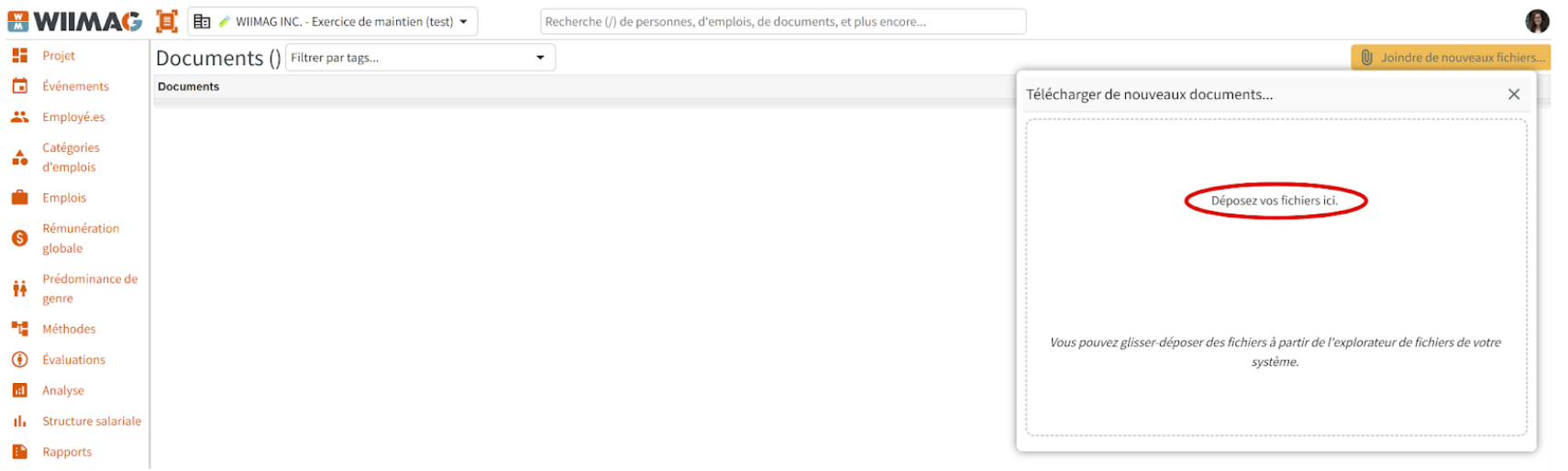 Glisser-déposer des fichiers.